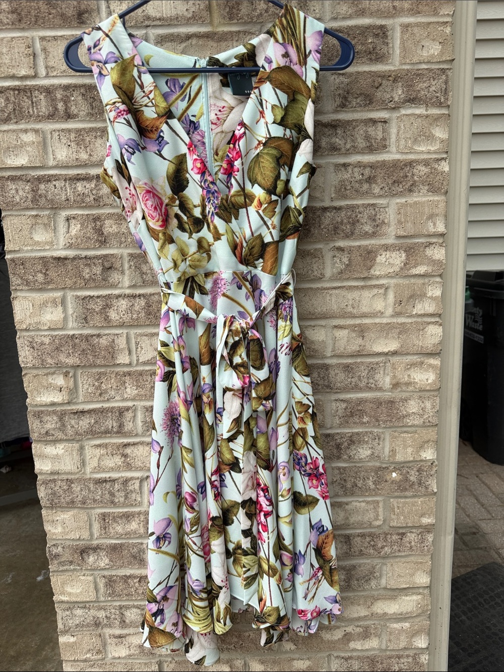 Gabby Skye Mint Floral Midi Dress with Pink & Olive Print